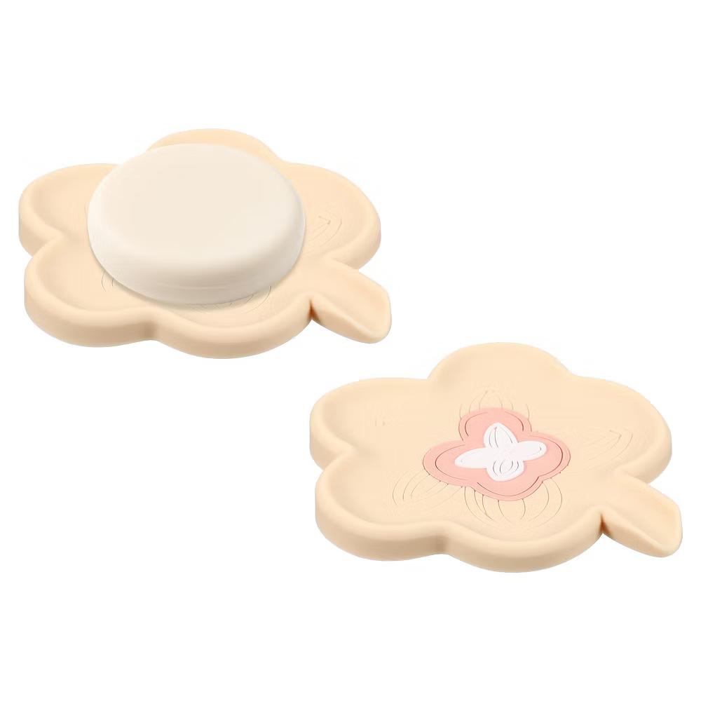 Silicone Soap Dish with Drain Spout, Portable Self Draining Flower Shape Soap Saver Holder - Image 17