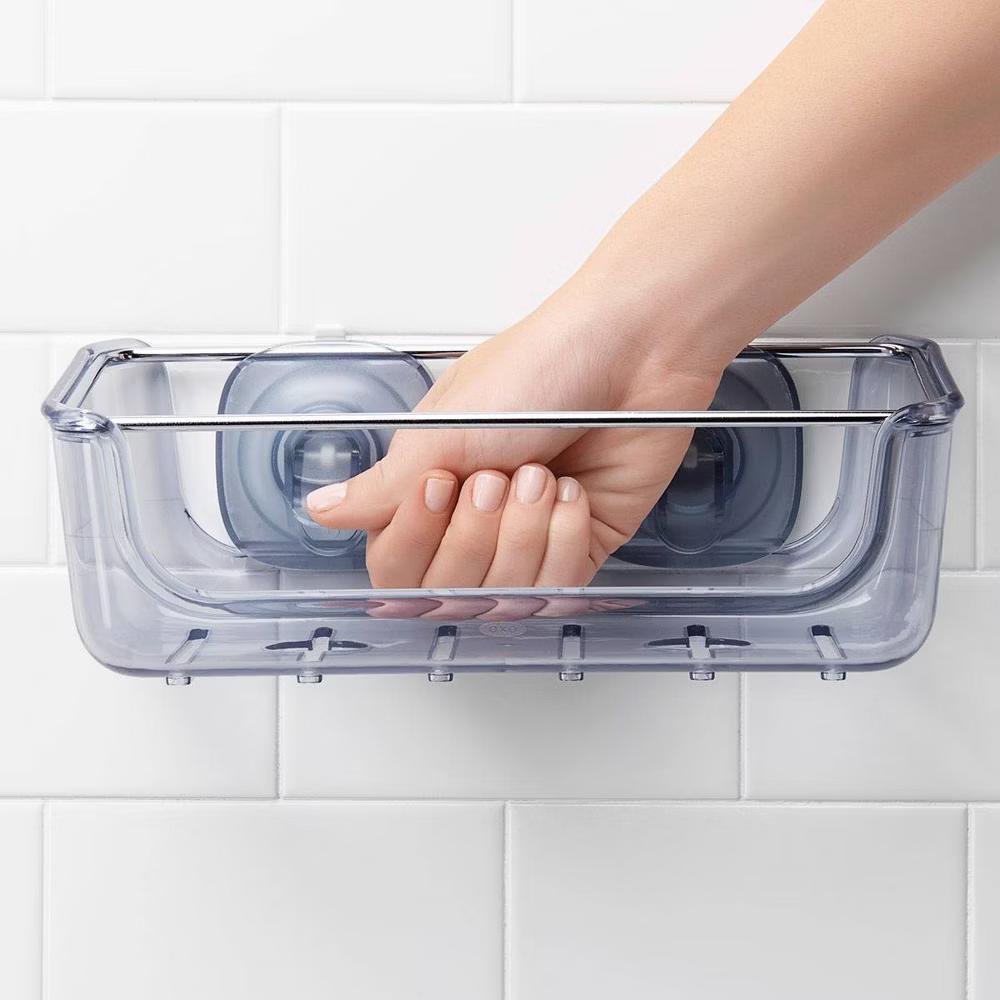 Stronghold Suction Large Basket: Stainless Steel & Plastic Shower Organizer with Suction Grip - Image 3