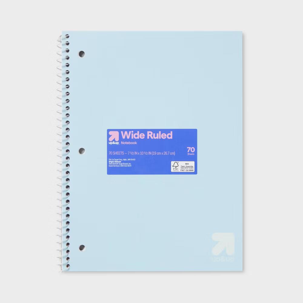 Pastel Wide Ruled Spiral Notebooks