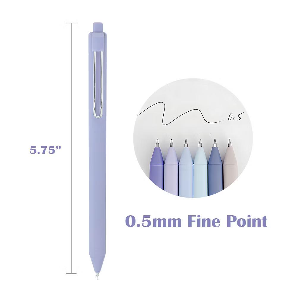 Retractable Black Ink Gel Pens, 0.5mm Fine Point, Black ink, Set of 6 - Image 8