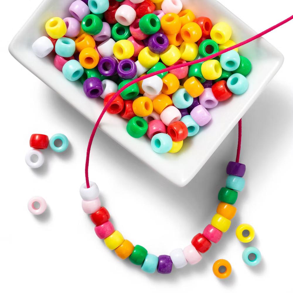 550ct Pony Beads - Multicolor Plastic Craft Embellishments, Kandi & Hair Beads, Ages 6 - Image 2