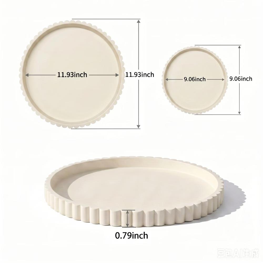2Pc Round Silicone Vanity Tray Set Decorative Catchall Organizer for Bathroom Countertop Perfume White - Image 49