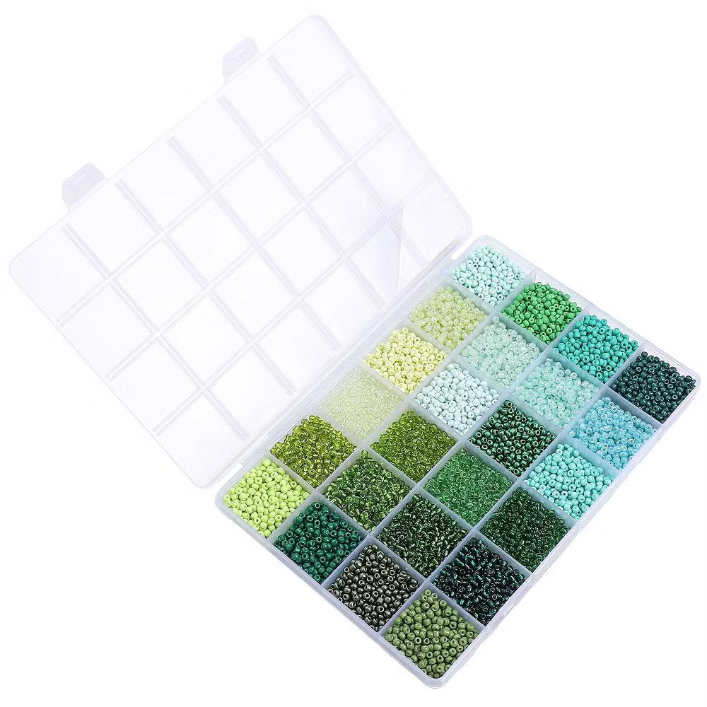 12500pcs Assorted Glass Seed Beads 8/0, 24 Colors Green Fields Palette Round Bead for DIY Crafts Jewelry Making Bead Box - Image 4