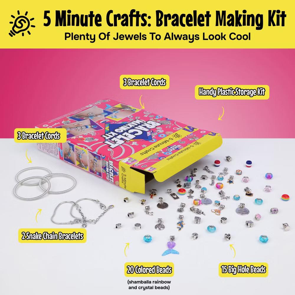 As Seen On TV 5-Minute Crafts Bracelet Making Kit Colorful Beads Charms Pendants Arts and Crafts Kids 6+ Non Toxic - Image 2