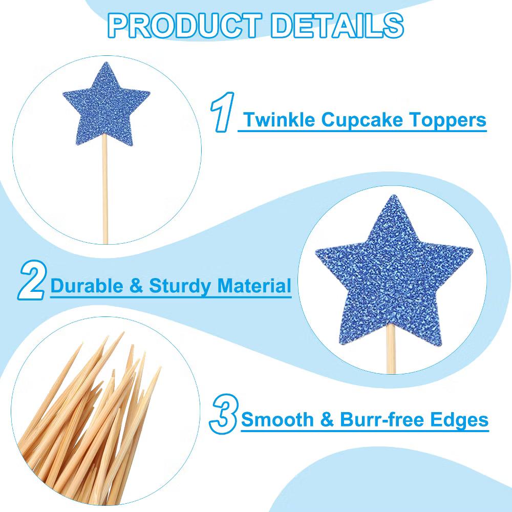Birthday Party Supplies Little Star Cupcake Toppers 50 Pcs - Image 31