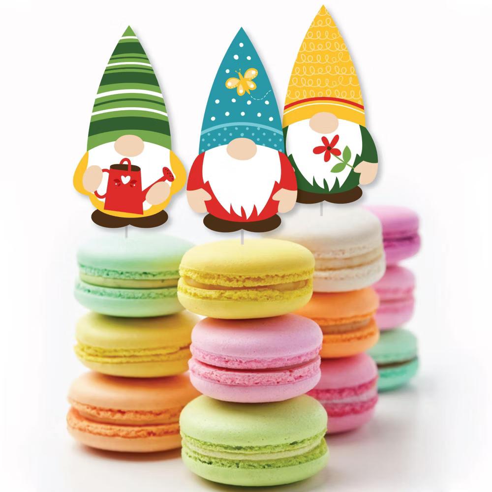 Garden Gnomes - Dessert Cupcake Toppers - Forest Gnome Party Clear Treat Picks - Set of 24 - Image 4