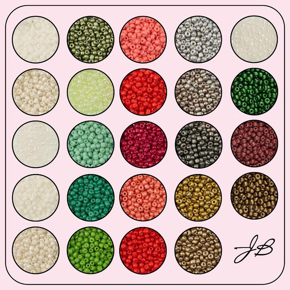 12500pcs Assorted Glass Seed Beads 8/0, 24 Colors Christmas Bliss Palette Round Bead for DIY Crafts Jewelry Making Bead Box - Image 3