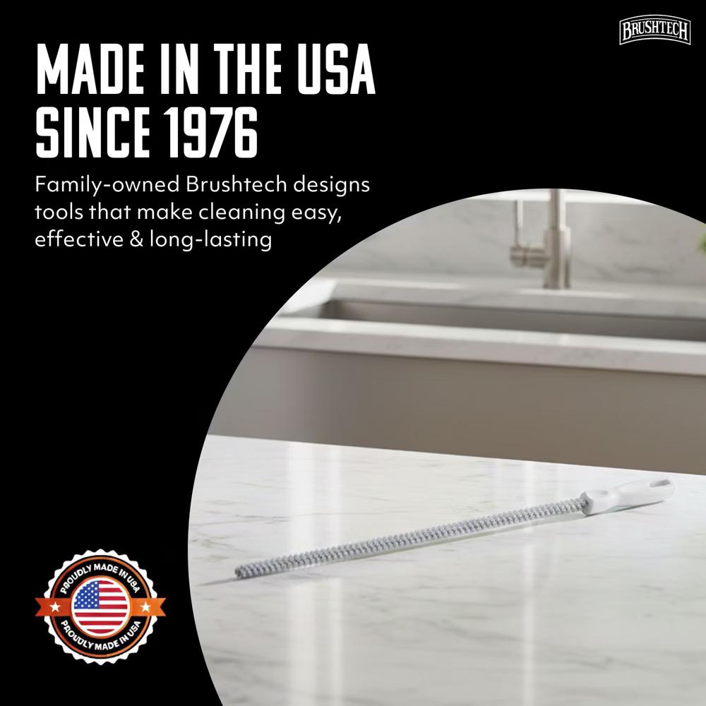 Brushtech Sink Drain & Overflow Cleaning Brush - Thin & Flexible Drain Cleaning Gadget for Clogs, Hair, & Debris - Cleaning Brush - Made in USA - Image 3