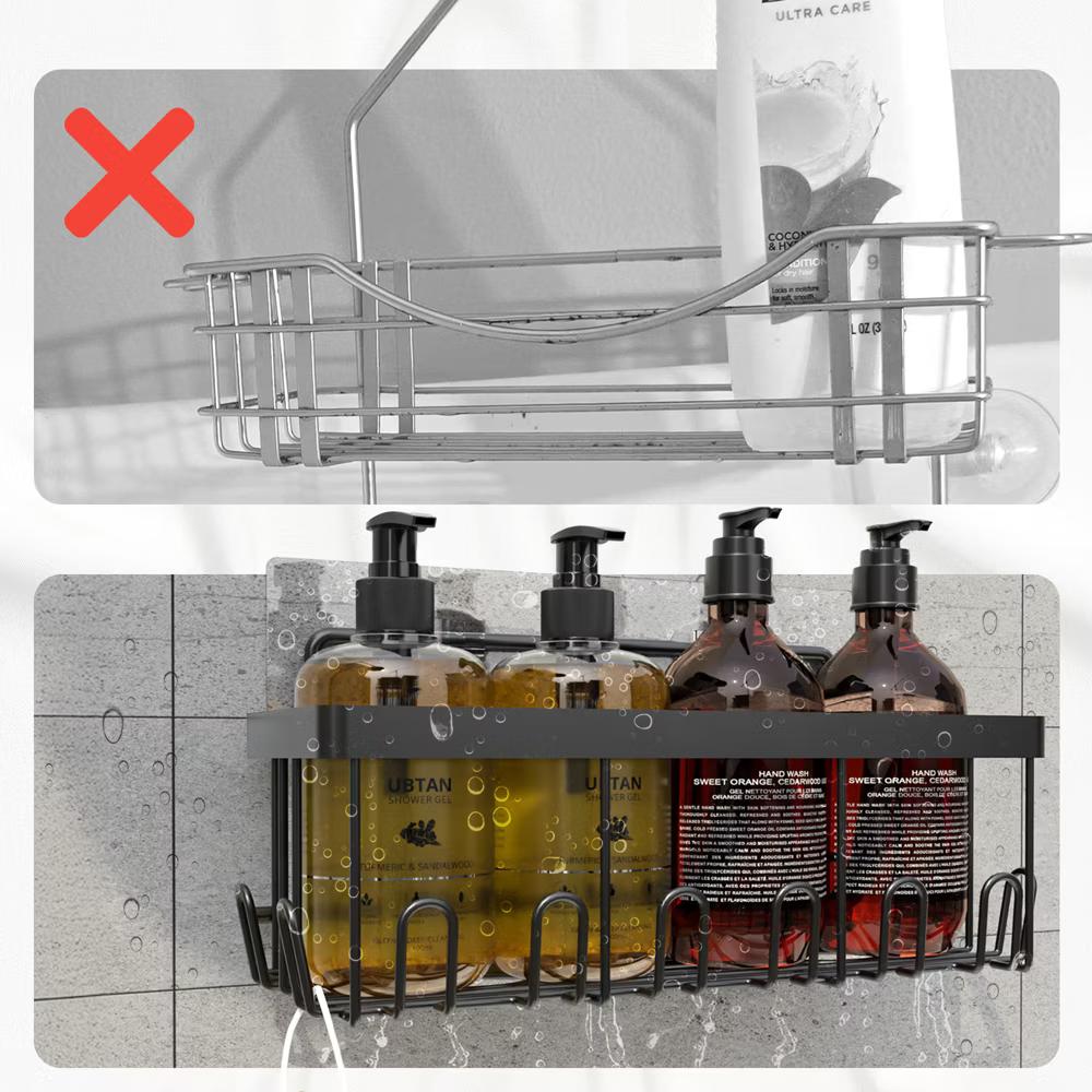 5-Pack Shower Caddy Set – Rustproof Stainless Wall Storage with Adhesive Mount for Bath or Sink - Image 6
