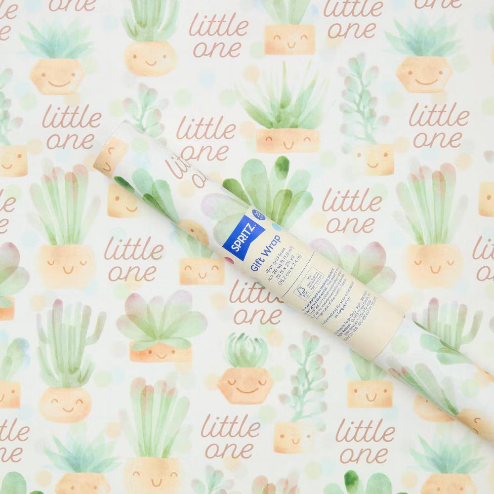 Little One Plants Baby Wrapping Paper - Floral Botanical Gift Wrap for Baby Shower, Multicolor Earth Tones - Image 2