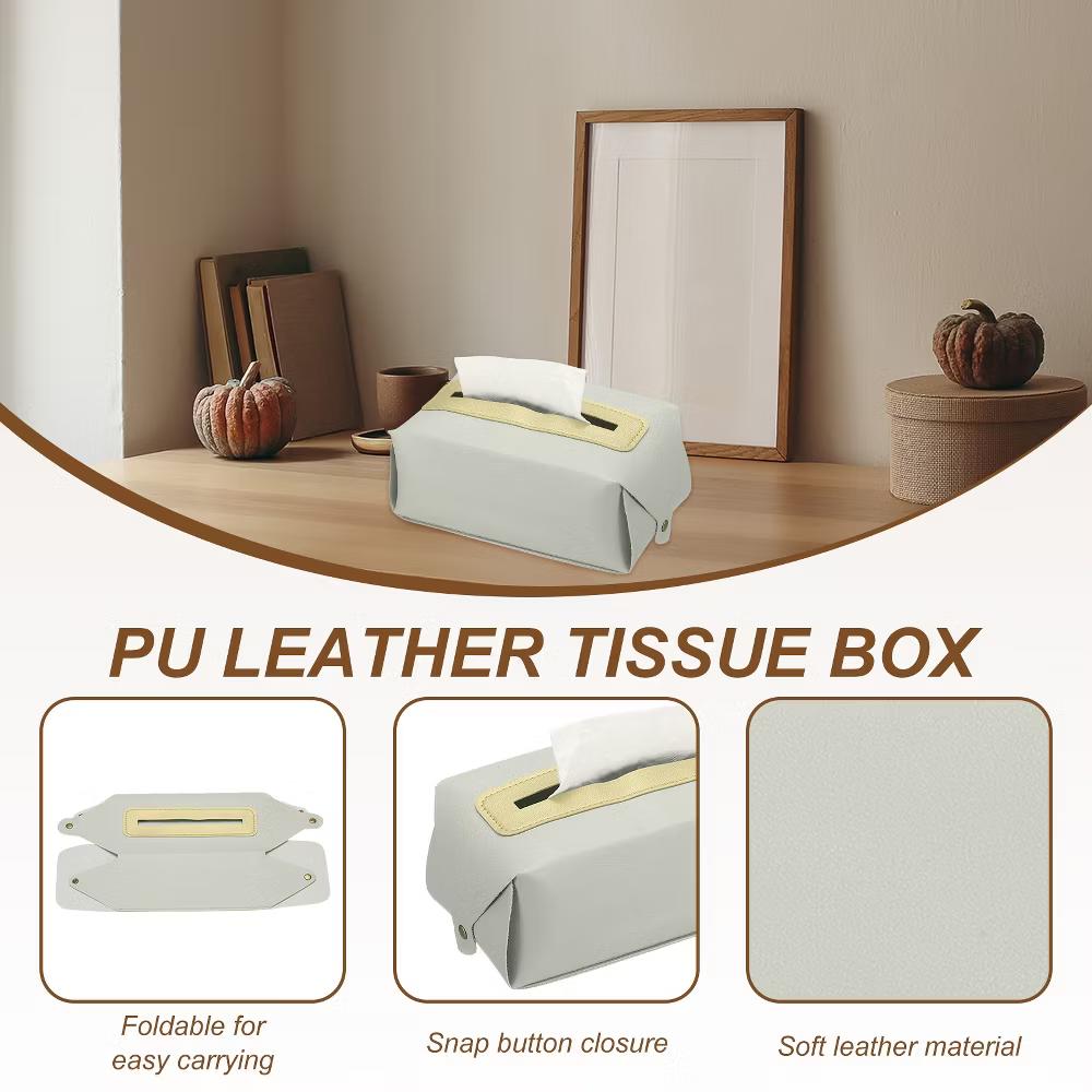 PU Leather Home Car Office Decorative Tissue Box Cover - Image 15