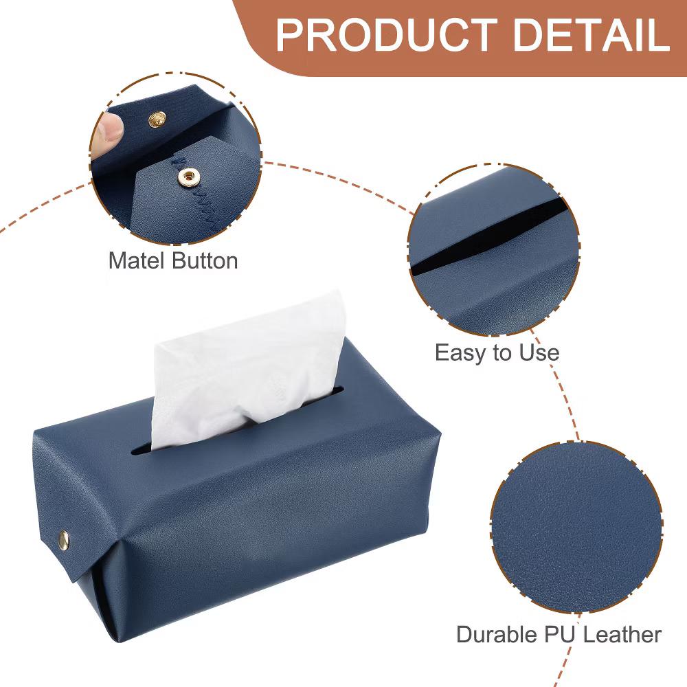 Rectangle PU Leather Tabletop Bathroom Kitchen Tissue Box Cover - Image 22