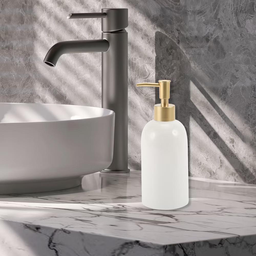 Simple Cylindrical Soap Pump Dispenser for Bathroom 320ml White 1 Pc - Image 6
