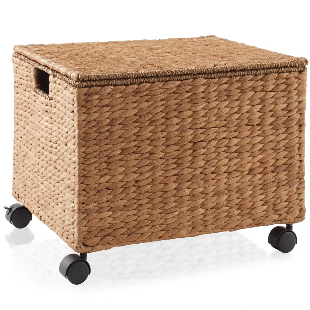 Casafield Rolling Filing Cabinet - Water Hyacinth Hanging File Folder Organizer on Wheels, Home Office Storage - Image 9