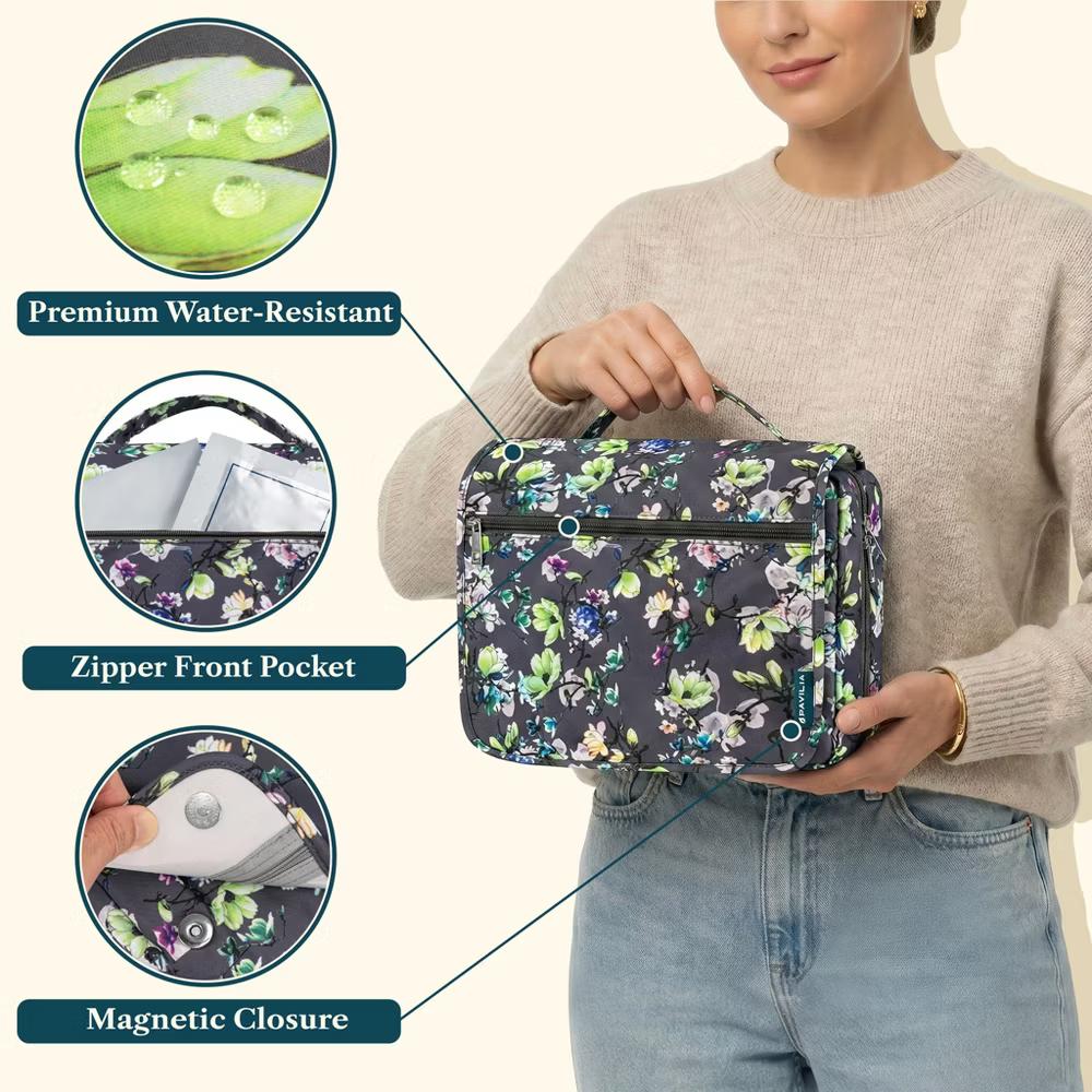 Hanging Toiletry Bag Women Men, Foldable Large Travel Cosmetic Organizer, Water Resistant Makeup Toiletries Essentials Kit - Image 29