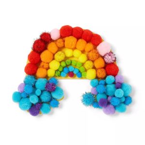 400ct Pom-Pom Combo Pack - Multicolor Craft Embellishments, PET & Polypropylene, Ages 6