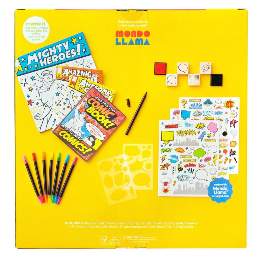 Create-Your-Own Superhero Comic Books Kit - DIY Art Kit for Designing Superhero Comics, Includes Markers & Stickers - Image 5