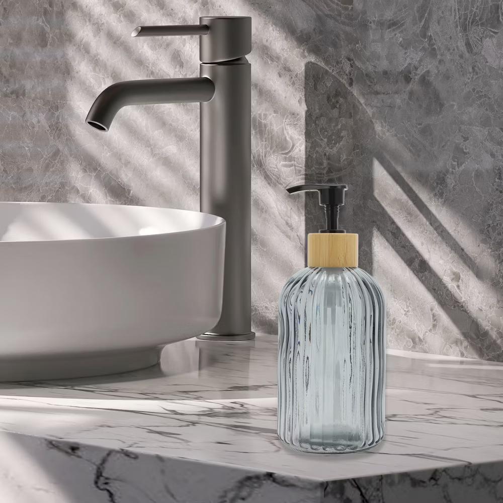 Round Bottom Vertical Stripe Soap Dispenser 13.53oz 1 Pc - Image 11